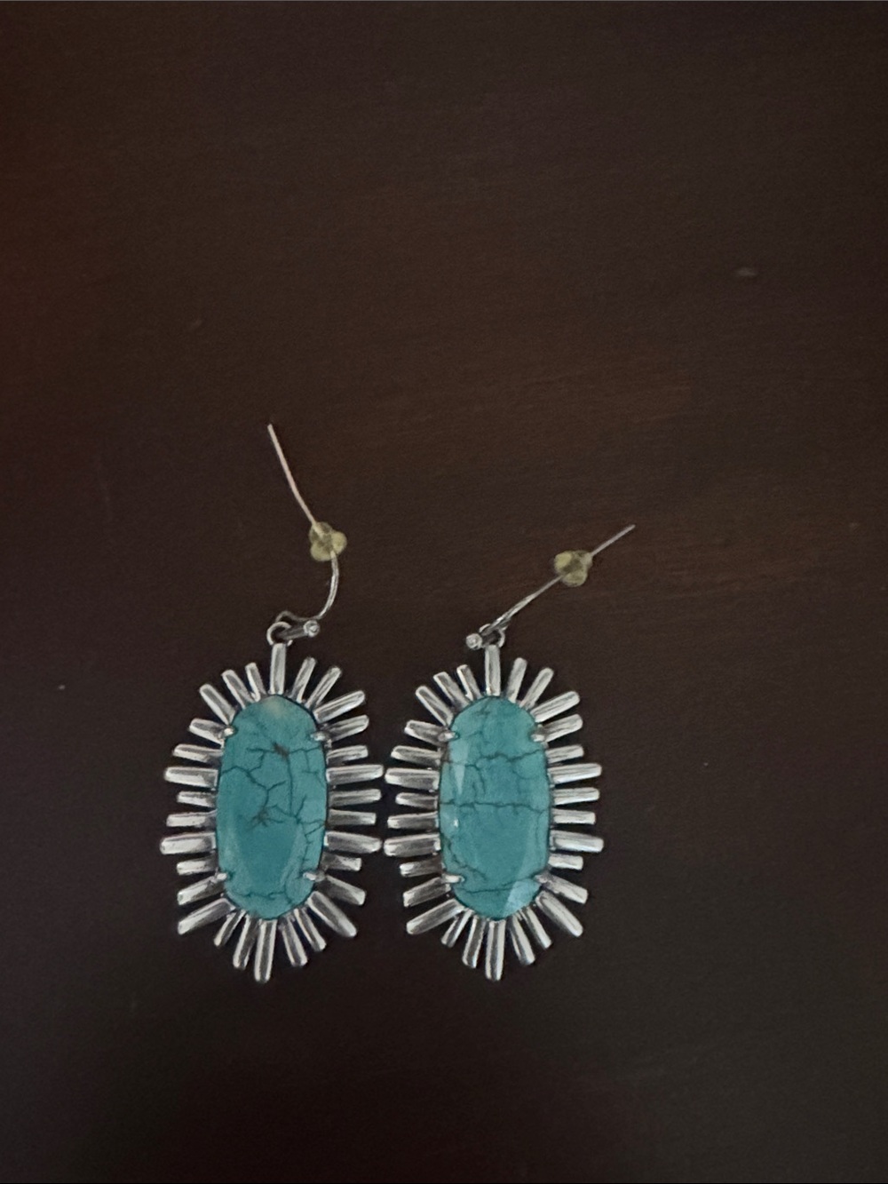 Kendra Scott Turquoise Oval Sunburst Drop Earrings